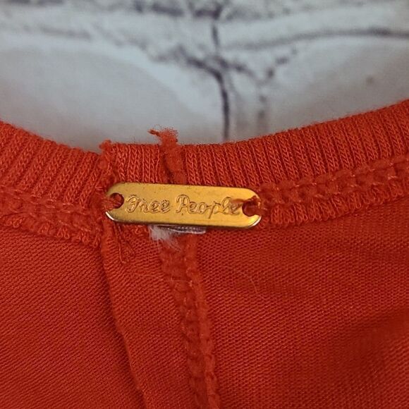 Free People Moonshine Tunic V Neck Oversized Love Glare XS 0/2 Red Orange Top - Picture 3 of 8